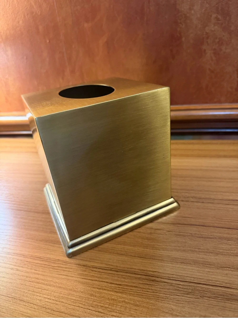 Vintage Matte Brass Square Tissue Box Cover Cube Hollywood Regency Vanity 6x6